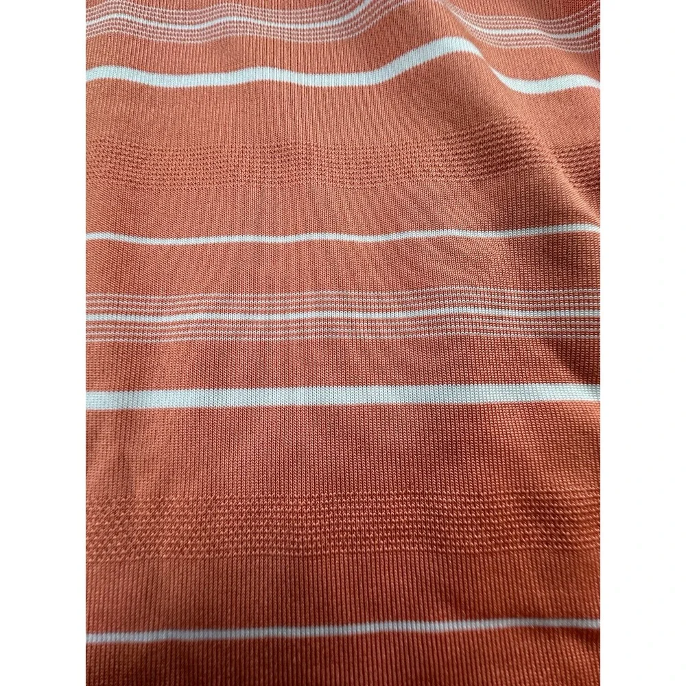 Adidas Polo Mens Medium Orange Striped Short‎ Sleeve Shirt Golf Puremotion